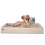 SABRO KUDDE Orthopädisches Hundebett – Martin Rütter – Hochwertiges Kunstleder – Waschbar & Wasserabweisend – Ergonomisch – Premium Haustierzubehör für Mittelgrosse, Grosse Hunde L in Beige