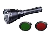 FENIX HT18R LED Jagd Taschenlampe mit max. 2.800 Lumen Spotlicht + Rotfilter + Grünfilter + Strobe + SOS mit 5.000mAh Akku und USB-C Ladekabel – Kabelschalter geeignet