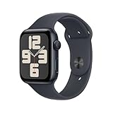 Apple Watch SE (2. Generation) GPS 44 mm Smartwatch mit Aluminiumgehäuse in Mitternacht und Sportarmband in Mitternacht (M/L). Fitness und Schlaftracker, Unfallerkennung, Retina Display, Wasserschutz