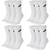 Nike DX5025-6 Paar Sportsocken - weiss/schwarz/Multicolor - Sportswear Everyday Essential CREW Socken 34/38/42/46/50 - Damen, Herren, Unisex, Farbe:weiß, Größe:38-42