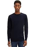 TOM TAILOR Herren 1012819 Basic Strickpullover Mit Crewneck, 13160 - Knitted Navy Melange, M EU