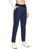 OUGES Jogginghose Damen Lang Baumwolle Sporthose Freizeithose Stretch Trainingshose Mit Taschen Blau