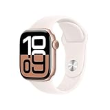 Apple Watch Series 10 (GPS 42 mm) Smartwatch mit Aluminiumgehäuse in Roségold und Sportarmband in Blassrosa (S/M). Fitnesstracker, EKG App, Always-On Retina Display, Wasserschutz