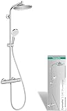 hansgrohe Crometta S - Duschsystem mit Thermostat, Regendusche (240 mm) mit Armatur, Handbrause (2 Strahlarten), Schlauch, Brausestange und Kopfbrause (1 Strahlart), Chrom, 27267000