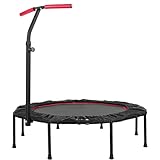 LIFERUN Fitness Trampoline Klappbar,Ø128cm Mini Trampolin Indoor/Outdoor,Leise Gummiseilfederung,Höhenverstellbaren Griffen,150kg Belastbar für Erwachsene Jumping,Training,Rot