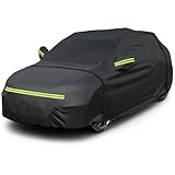 Favoto Autoabdeckung Winter Vollgarage Auto Abdeckplane Staubdicht Wasserdicht Autohülle Autoplane Car Cover für 480cm-505cm SUV 500cm x 190cm x 185cm 3.5kg Schwarz