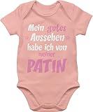 Shirtracer Baby Body Junge - Patentante - Gutes Aussehen Patin Mädchen - rosa/weiß - 1/3 Monate - Babyrosa - strampler jungen godi geschenk bodies paten tante babybodys sprüche bodie beste babysachen