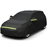 Favoto Autoabdeckung Winter Vollgarage Auto Abdeckplane Staubdicht Wasserdicht Autohülle Autoplane Car Cover für 370cm-400cm Schrägheck Schwarz 395cm x 150cm x 130cm 2.65kg