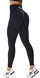 JOYSPELS Sport Leggings Damen, High Waist Sporthose Blickdicht Sportleggins Gym Leggins Push Up Yogahose, Schwarz S