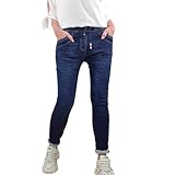 Jewelly Damen Jogger | Lange Jeans Hose aus weichem Sweat Denim| Schlupfhose aus Sweat Stoff | Athleisure Pants (DE/NL/SE/PL, Alphanumerisch, S, Regular, Regular, Denim Zip)