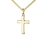 JEVELION Goldenes Kreuz 585 Gold-Kreuz 14 Karat für Damen, Herren und Kinder Kreuzanhänger Kettenanhänger in gewölbter Form + Schmuck-Etui mit Kette 60 cm