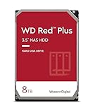 WD Red Plus interne Festplatte NAS 8 TB (3,5 Zoll, Workload-Rate 180 TB/Jahr, 5.640 U/min, 128 MB Cache, 185 MB/s Übertragungsrate, NASware-Firmware für Kompatibilität, 8 Bays) Rot