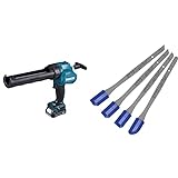 Makita CG100DSYEX Akku-Kartuschenpistole (Akku/Ladegerät im Transportkoffer, 150 Watt, 10,8 V) Blau mit 2x Akku 1,5 Ah & OTTO Fugenfux 4er-Set für Sanitär- und Bodenfugen