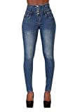 Glook Skinny Jeans Damen High Waist Stretch Hose Damen | Slim Fit Jeans Damen mit hohem Bund und Po-Pushup Effekt | Damen Jeans Stretch Hose (40, Blau 3)