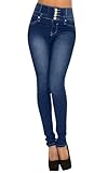 Damen Jeans High Waist Stretch Denim Jeanshosen für Damen Skinny Slim Fit Röhrenjeans Bleistiftjean Lässige Pant Strecken Schlank Stylische Hosen (Blau A2, M)