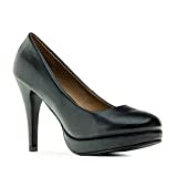 Andrés Machado - Elegante Business Pumps aus Lederimitat für Damen mit 11,0 cm Absatz – AM554 – High-Heels hohe Damenschuhe für den Sommer – Schwarz Größe EU 34