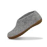 glerups dk Unisex - Erwachsene Filz-Hausschuh AR, Damen,Herren Hausschuh,Huettenschuh, Schafwolle, rutschfeste Gummisohle Grau (Grey), 40 EU / 6.5 UK