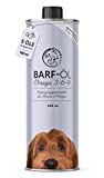 Barf Öl für Hunde 500ml Barföl mit Omega 3-6-9 aus: Lachsöl, Rapsöl, Hanföl & Borretschöl - Futteröl für Hund als Futter Topping (Barf Zusatz)