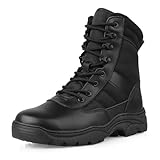 LUDEY Einsatzstiefel Herren Zipper Kampfstiefel Springerstiefel Militär Stiefel Tactical Boots Herren security Schuhe Wanderschuhe Schwarz 43EU