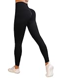 BALEAF Sportleggings Scrunch Butt Kompressionsleggins Push Up Booty High Waist Yogahose Gym Seamless Leggings Sporthose Schwarz M