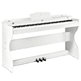 MUSTAR Digital Piano 88 Tasten, E Piano weiß, Elektrisches Klavier mit Klavierständer, 3 Pedale Adapter, 2 Kopfhöreranschluss, LCD-Bildschirm, USB/MIDI, Piano für Anfänger