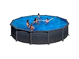 Gre KITPR358GF Swimmingpool mit Graphitdekor 350 x 132 cm, Filtration 6 m³/h, mit seitlichen Streben