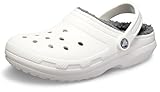 Crocs Classic Lined Clog – Unisex Clogs für Erwachsene – Mit flauschigem Innenfutter – Im Slip-On-Stil – Weiß/Grau – Größe 39-40