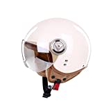 BOSERMEM Erwachsenen Motorradhelm Scooter-Helm, Mode Halboffener Helm Mit Schutzbrille, Hat Den Verkehrssicherheitstest Bestanden, Um Die Kopfsicherheit Wirksam Zu Schützen（Beige, L 57-58cm）