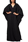 YouKD Damen Einfarbiges langes Kaftan Maxikleid Übergröße Homewear Bikini Strand Vertuschung Roben