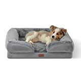 BEDSURE orthopädisches Hundebett Ergonomisches Hundesofa - 71x58 cm Hundecouch mit eierförmiger Kistenschaum für kleine Hunde, waschbar rutschfest Hundebetten, grau