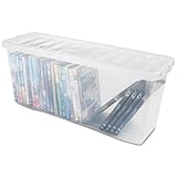 #11 6X AUFBEWAHRUNGSBOX - für 36 DVDs - Aufbewahrungsbox mit Deckel - 60x20x25cm - transparent klar - stapelbar - Kunststoff Box Stapelkiste Unterbettkommode Büro