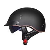 Motorrad Halbhelme Brain-Cap · Halbschale Jet-Helm Roller-Helm Halbschalenhelm mit ECE-Zertifizierung Scooter-Helm Mofa-Helm Retro Motorrad Half Helm mit Built-in Visier für Cruiser Chopper Biker