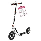 HUDORA BigWheel Air 230 Scooter - Tretroller mit Handbremse - Stabiler Aluminium-Roller mit Luftbereifung - Höhenverstellbarer & zusammenklappbarer Cityroller für bis zu 120kg