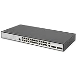 DIGITUS Gigabit Ethernet Netzwerk-Switch - 19 Zoll - 24 Ports - 4 x Uplink (SFP/RJ45) - Layer 2 Managed - CLI-Port - Schwarz