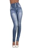 Damen Jeans High Waist Stretch Denim Jeanshosen für Damen Skinny Slim Fit Röhrenjeans Bleistiftjean Lässige Pant Strecken Schlank Stylische Hosen (Blau B, L)