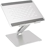 Amazon Basics - Verstellbarer ergonomischer Laptopständer mit Wärmeabzug, stufenlose Höhen- und Winkelverstellung, ideal für einen Laptop bis 43,9 cm (17,3 Zoll), 27.9 x 23 x 5.6 cm, Silber