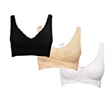 Genius Cara Mia BH-Set Bra ohne Bügel 3 Teile für Damen Frauen Größe XL in Schwarz, Weiß und Hautfarben - Unterwäsche mit perfektem Halt ohne Abdrücke für alle Formen und Größen