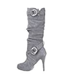 Minetom Damen Stiefel Hohe Stiefel Lange Stiefel Wildleder Boots High Heels Sexy Herbst Winter Mode Elegant Chic Schuhe Grau 39 EU