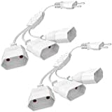 Verlängerungskabel 3-Fach Eurostecker, [2 stück] Euro Verlängerung 0,3M Kurzes Netzkabel, 3-in-1 Stromkabel Dreifach Typ-C-Stecker, 0,75 mm² Max.2,5A/250V für TV PC Computer Monitor Beamer Lampe, Weiß