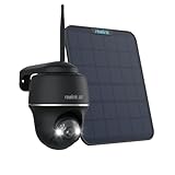 Reolink 4K Überwachungskamera Aussen Solar, 360°/140° Schwenk-/Neige WLAN Kamera Outdoor Akku mit Spotlight, Farbnachtsicht, 2,4/5GHz WiFi, KI-Erkennung, Argus PT Ultra(Schwarz) +Solarpanel