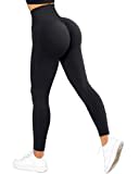 RXRXCOCO High Waist Sport Leggings Damen Lang Blickdicht Push Up Sporthose Scrunch Booty Gym Laufhose Schwarz（M）