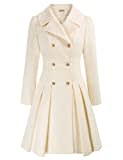 Damen Wintercoat Mantel Langarm Revers Doppelknopf Wintermantel Warm Jacke einfarbig Mantel Casual Style Outwear Beige 2XL CL0977A21-01