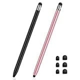 Tablet Stift MEKO 2 Pack Touchscreen Stift 2 in 1 Gummi Stylus Touch Pen für alle Handys/Tablets iPhone i-Pad Pro Mini iWatch Samsung Huawei Xiaomi Surface Chromebook usw. Schwarz+Rose Gold