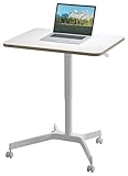 Leitz Ergo Mobiler Sitz-/Steh-Schreibtisch, Höhenverstellbares & ergonomisches Stehpult mit Rollen, Belastbar bis 20 kg, 80 x 60 cm, Für Büros, Desk Sharing, Home Office, Ergo-Serie, Weiß, 65360001