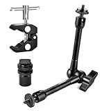 UTEBIT 11 Zoll Magic Arm mit großer Super Clamp Crab Zangen Clip, Monitor und LED-Licht Kamera Gelenkarm mit 1/4" Gewinde, Kamera Halterung max Belastung 1.5KG für DSLR-Kamera, Gopro