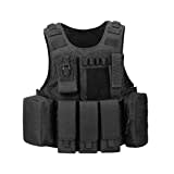 HUNTVP Airsoft Weste Taktische Weste Tactical Vest Militär Weste Paintball Weste Einstellbar für CS Spiele militärisch Fans Outdoor Wandern Bergsteigen Trekking, Typ-1 Schwarz