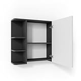 Vicco Bad Spiegelschrank Fynn, Anthrazit/Weiß, 80 x 64 cm