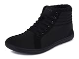 WHITIN Winter Barfußschuhe Herren Barfuss Schuhe Damen Gefüttert Winterstiefel Winterschuhe Winterboots Breite Barfuß Sneaker Barefoot Shoes Warm Schwarz 42 EU