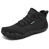 SAGUARO Barfußschuhe Winter Herren Winterschuhe Damen Gefüttert Winterstiefel Warm Barfusschuhe Wasserabweisend Schneestiefel Outdoor Winterboots Schwarz,EU GR.39