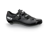 Sidi Fahrradschuhe, breite Passform, professionelle Herren-Rennradschuhe Genius 10 Mega, Carbonsohle, weiches Ristverschlusssystem, integrierte Ferse, steife Sohle 6, Schwarz, 7-7.5 US Wide